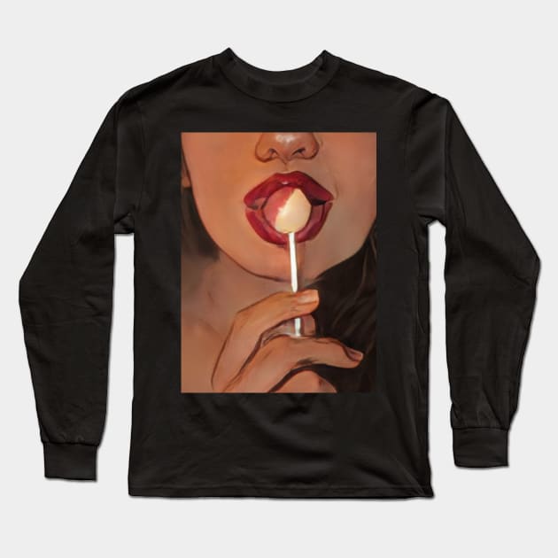 Lolippop Red Lips Geek Designer Dune Stika Artistic Anime Style Long Sleeve T-Shirt by cornelliusy